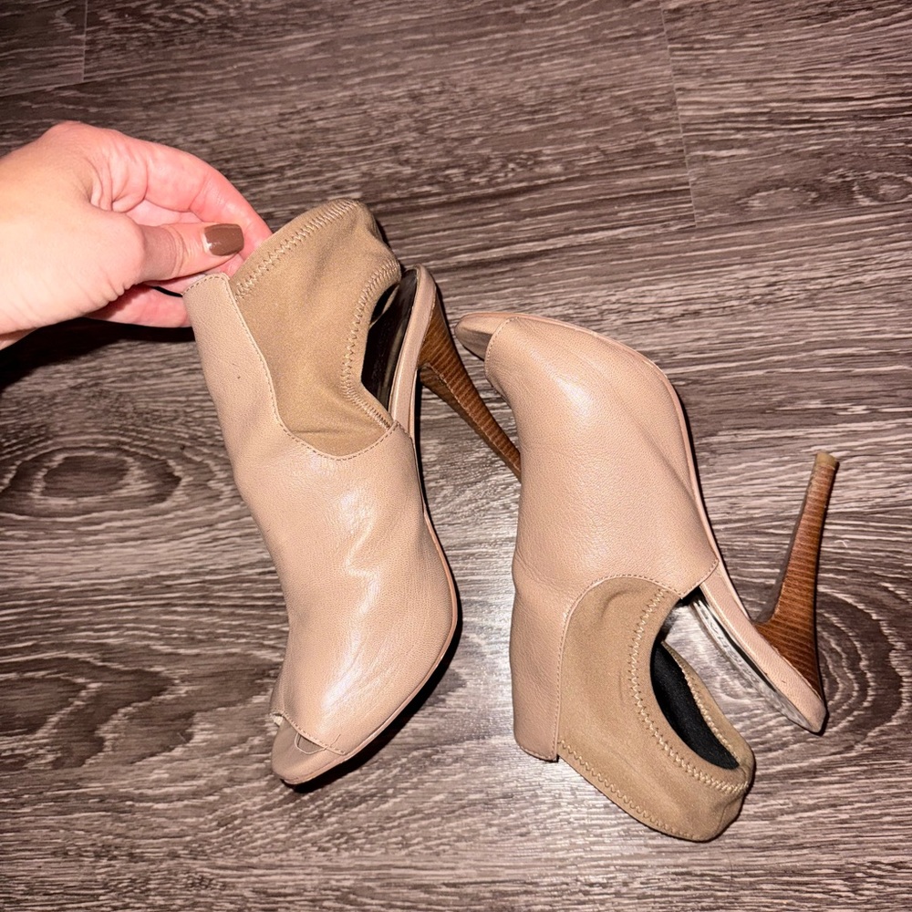 Michael Kors Tan Peep-Toe Ankle Booties